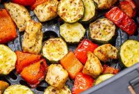 Crispy Air Fryer Chicken with Roasted Vegetables Recipe