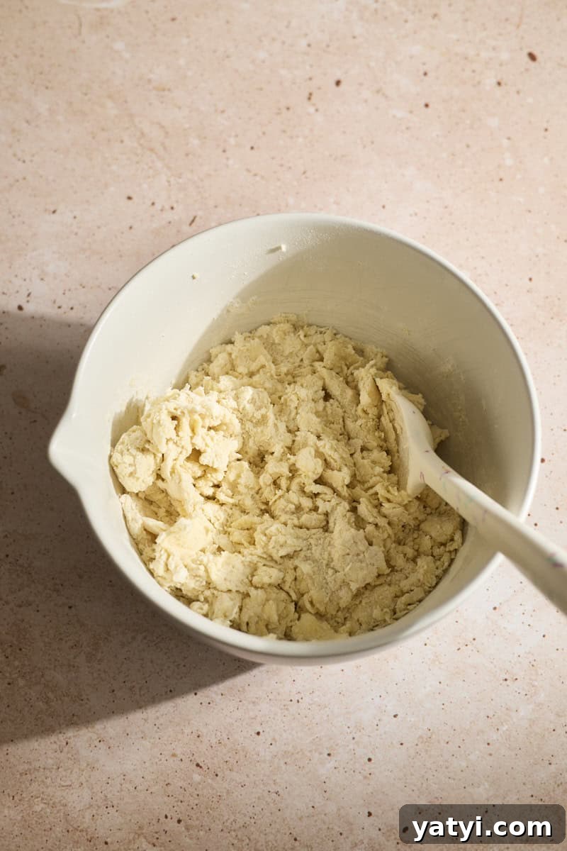Sourdough Discard Scone Recipe: Flaky Base for Sweet or Savory Add-Ins 7 Dough roughly mixed in a bowl.