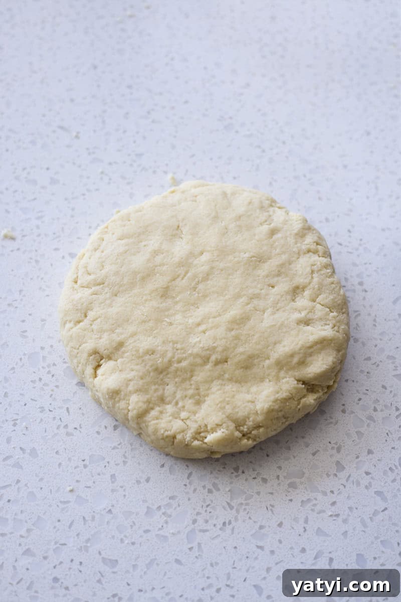 Sourdough Discard Scone Recipe: Flaky Base for Sweet or Savory Add-Ins 8 Dough pressed into a large disk.