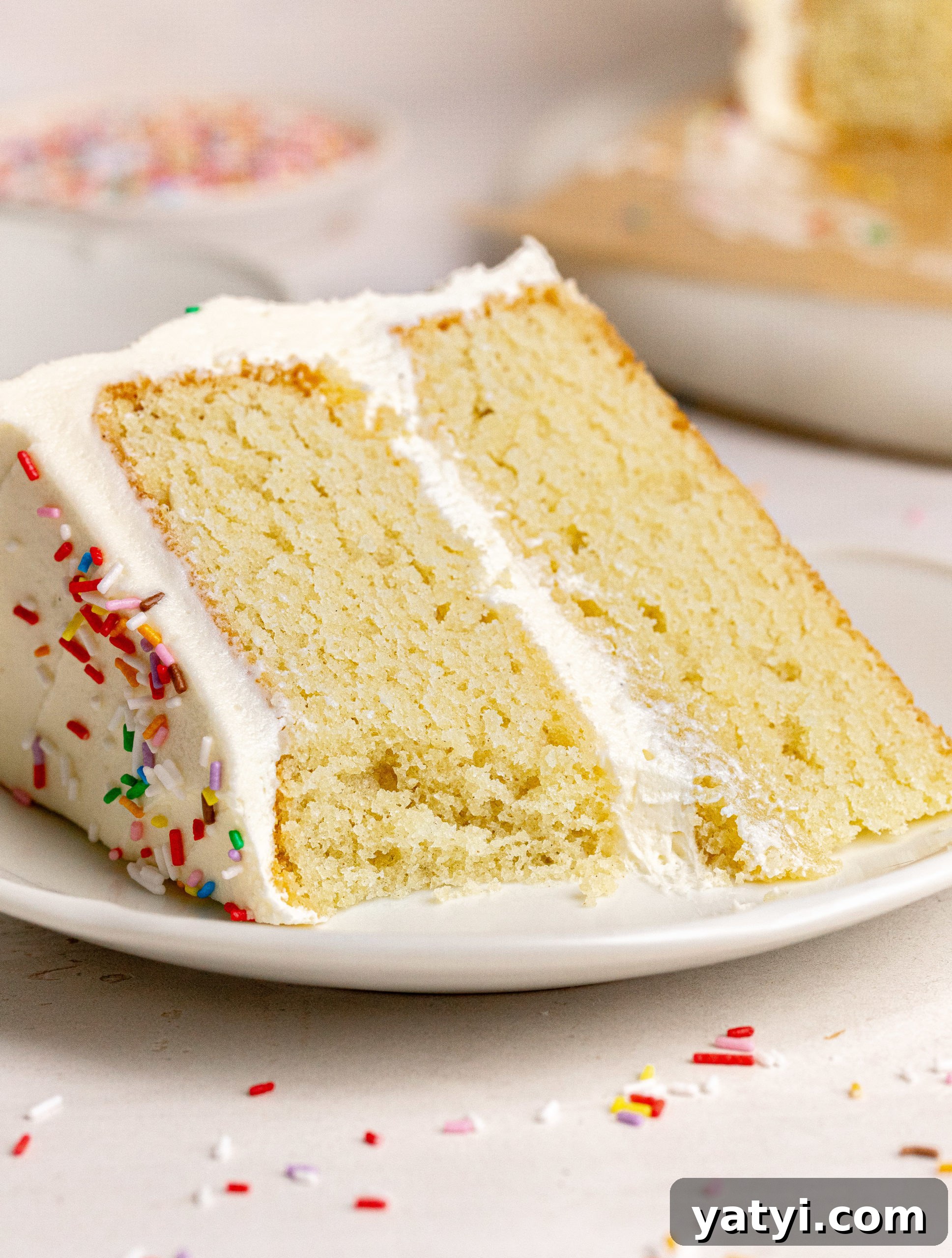 Sliced vanilla cake