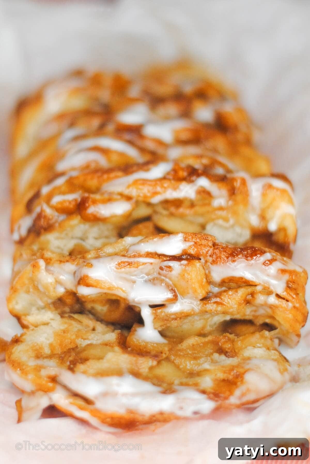 Cinnamon Apple Pull-Apart Bread Recipe 3 pull-apart apple bread, close up to show detail.