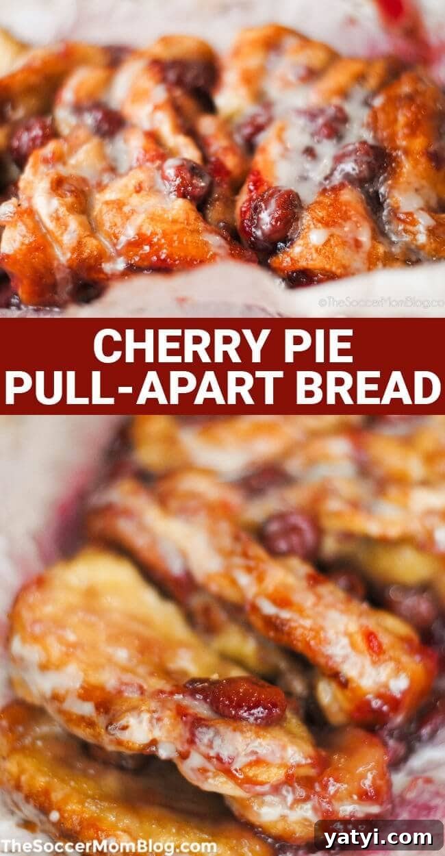 Cinnamon Apple Pull-Apart Bread Recipe 7 cherry pie pull apart bread Pinterest image.