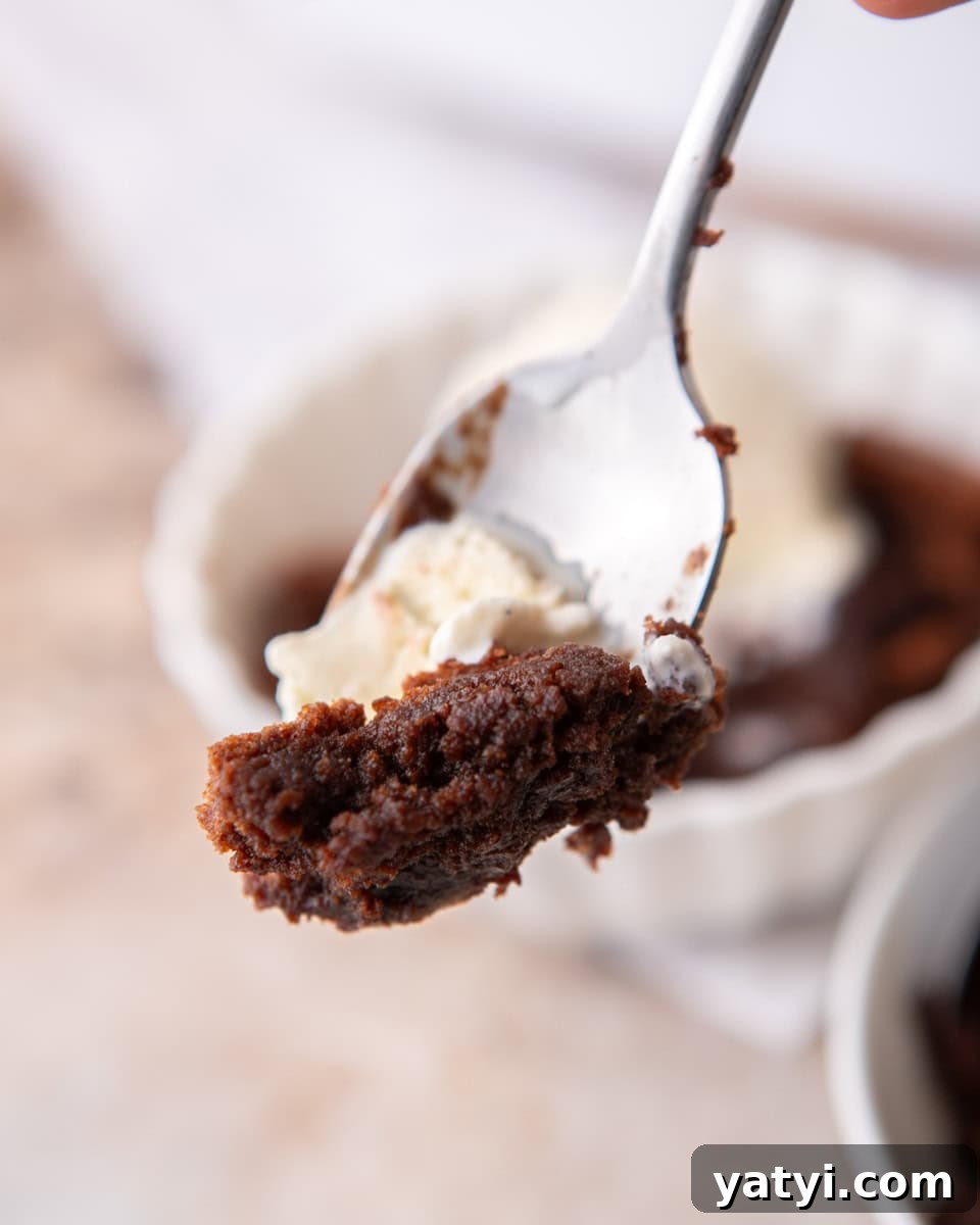 Ina Garten’s Brownie Pudding Recipe That’s Gone Viral 6 Dessert with ice cream on a spoon