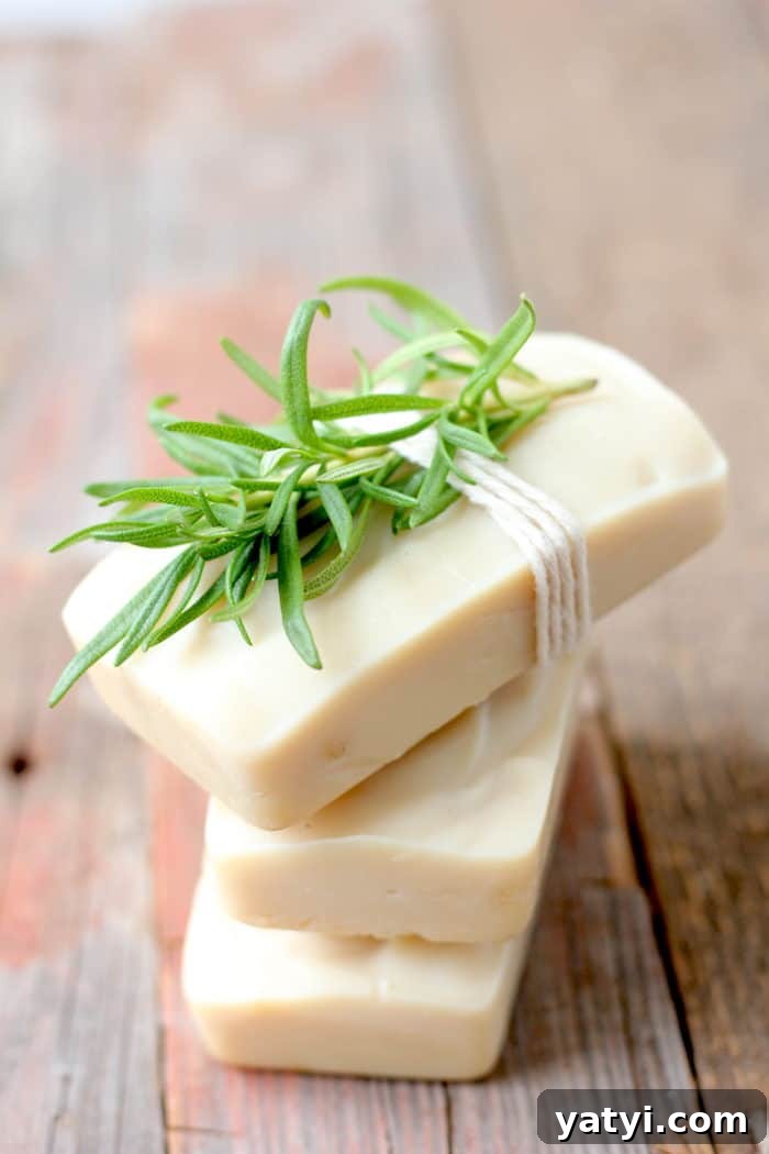 45 Homemade Stocking Stuffer Ideas Kids and Adults Will Love 4 Photo shows a few bars of soap stacked and tied with rosemary on top