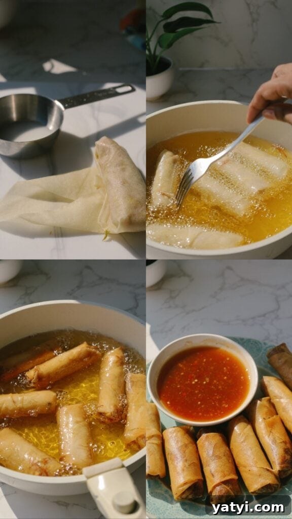 how to fry spring rolls