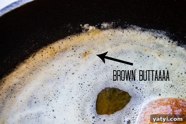 Brown Butter Chocolate Chip Cookies Recipe for Crispy Edges and Chewy Centers 9 brown butter in a cast iron pan.