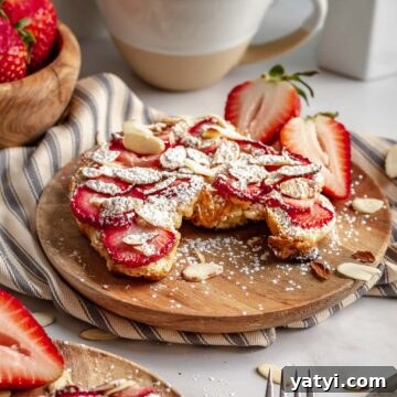 Strawberry almond bostock pastry on a plate.