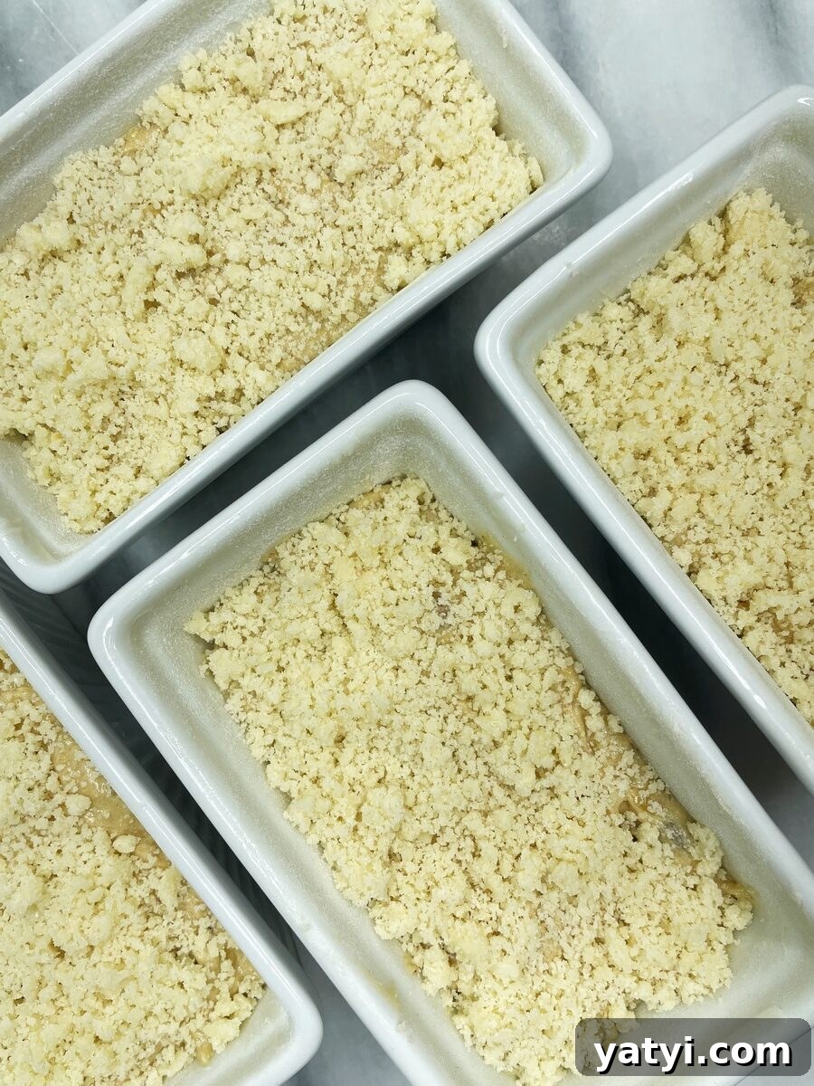 Streusel on top of the batter