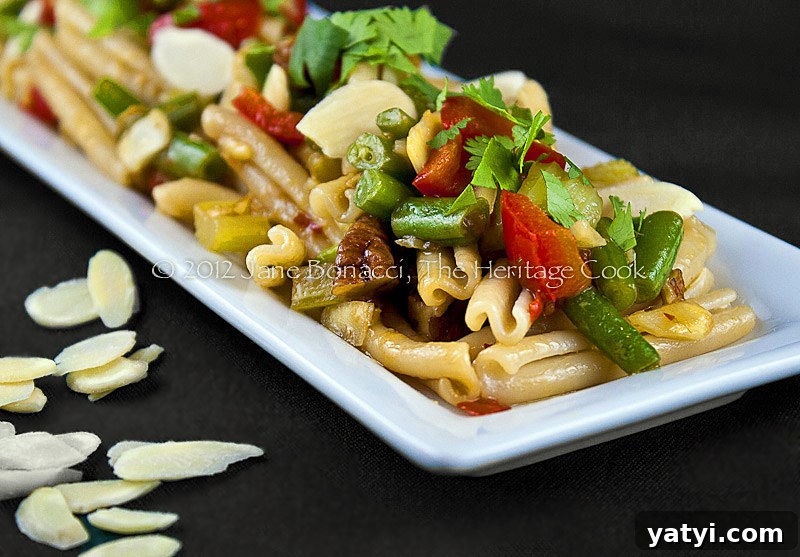 Spicy-Sesame-Veg-Pasta-Salad-copyright Jane Evans Bonacci, The Heritage Cook. All rights reserved