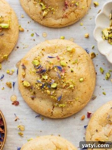Baked baklava cookies on parchment paper.