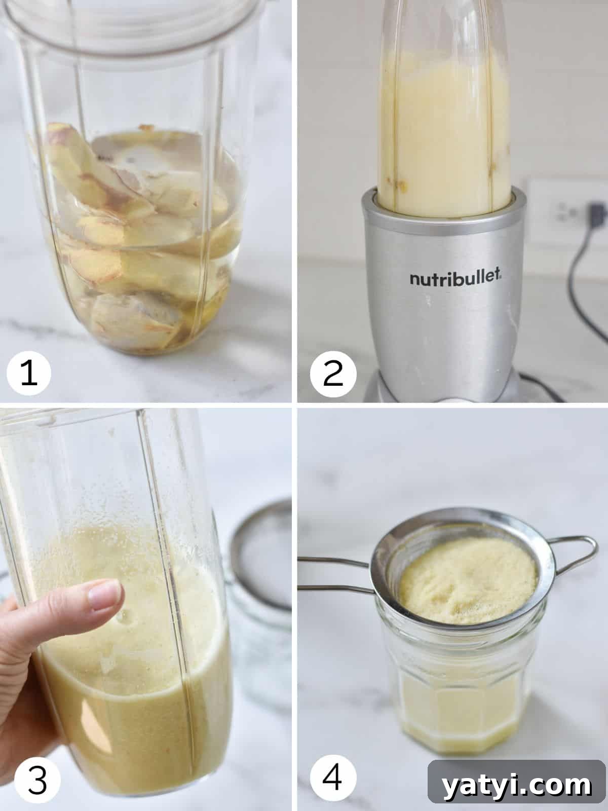 Ginger Juice Recipe: Make Fresh Ginger Juice with a Blender or Juicer 4 Step by step process of making ginger juice in a blender.