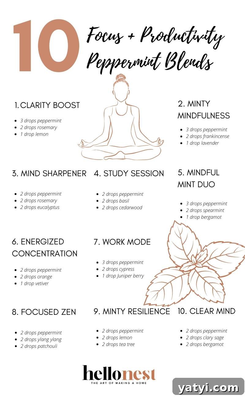 Focus + productivity peppermint diffuser blends