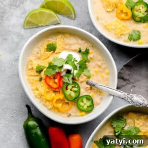 Creamy Vegan White Chili Recipe — Hearty Plant-Based Comfort Meal 5 square image of 3 bowls of white bean chili