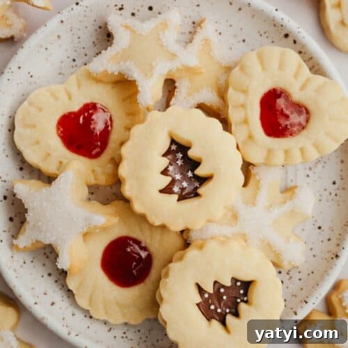 A small plate with shortbread cookies in different shapes.