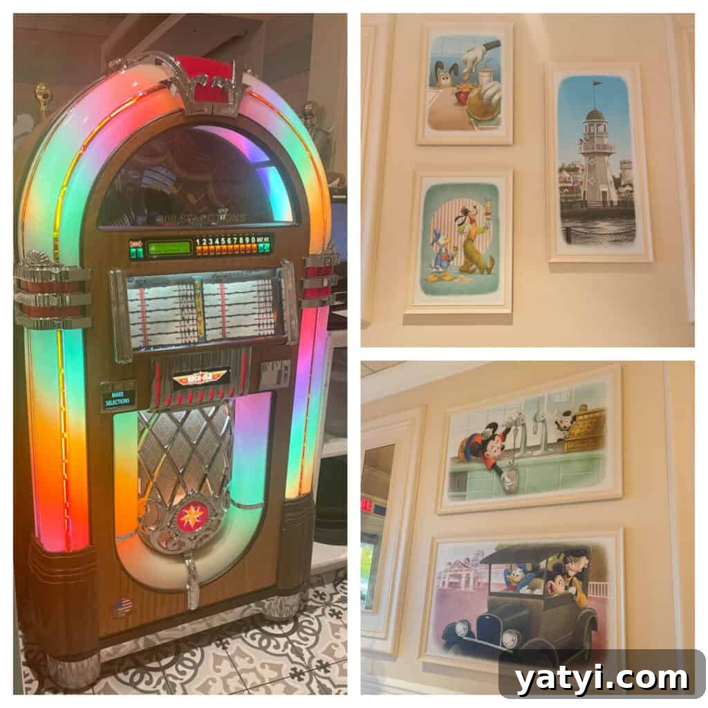 Beaches and Cream Soda Shop: Classic Ice Cream Parlor and Treats 3 jukebox and pictures on the wall in Beaches and Cream.