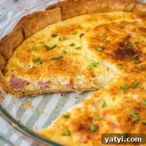 Ham and Cheese Quiche Recipe with Flaky Crust 3 Brunch is a snap when you make this Easy Ham and Cheese Quiche! Simply prep your pie crust, pour in the filling and bake. It's practically fool-proof!