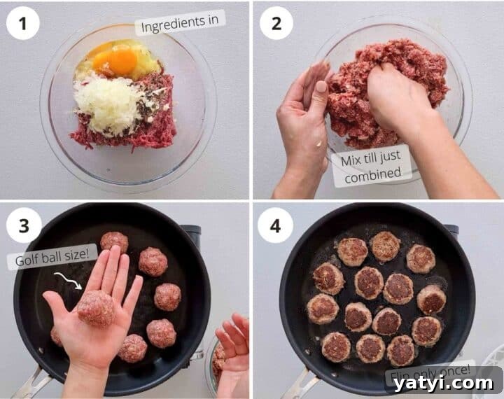 Classic Spaghetti and Meatballs Recipe with Savory Tomato Sauce 4 Step by step of how to make meatballs