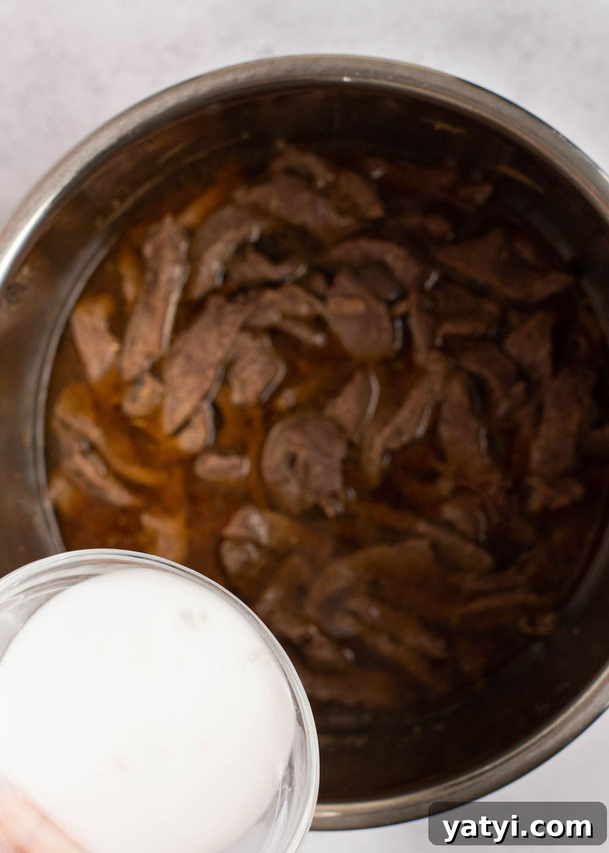 Instant Pot Pepper Steak Recipe: Tender Beef with Bell Peppers 8 corn starch added to steak stir fry to thicken sauce