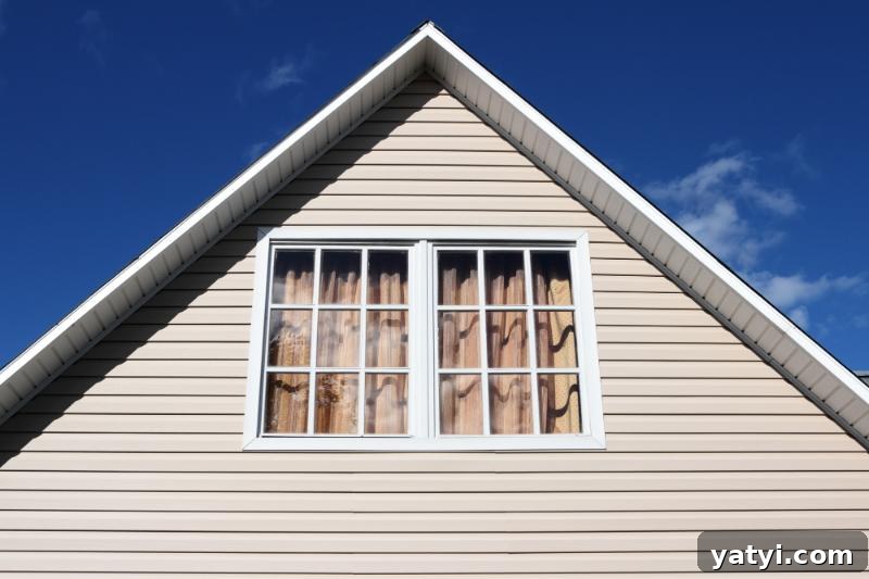 7 Clear Signs It's Time to Replace Your Home Siding 2 looking up at window and roof - house with tan siding