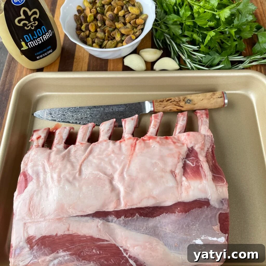 Pistachio-Crusted Rack of Lamb with Herb Garlic Crust 3 Preparing a rack of lamb