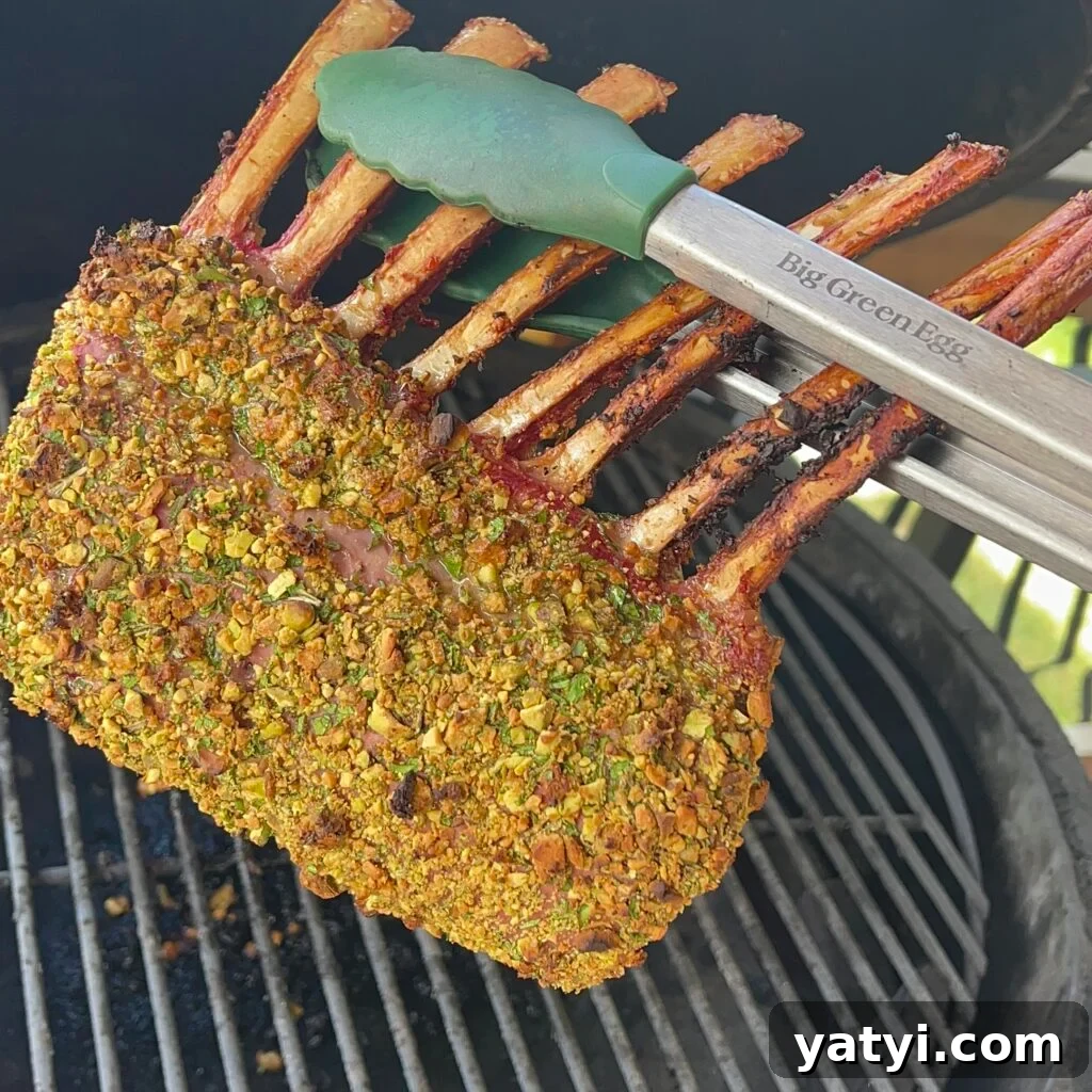 Pistachio-Crusted Rack of Lamb with Herb Garlic Crust 7 Sliced pistachio crusted rack of lamb