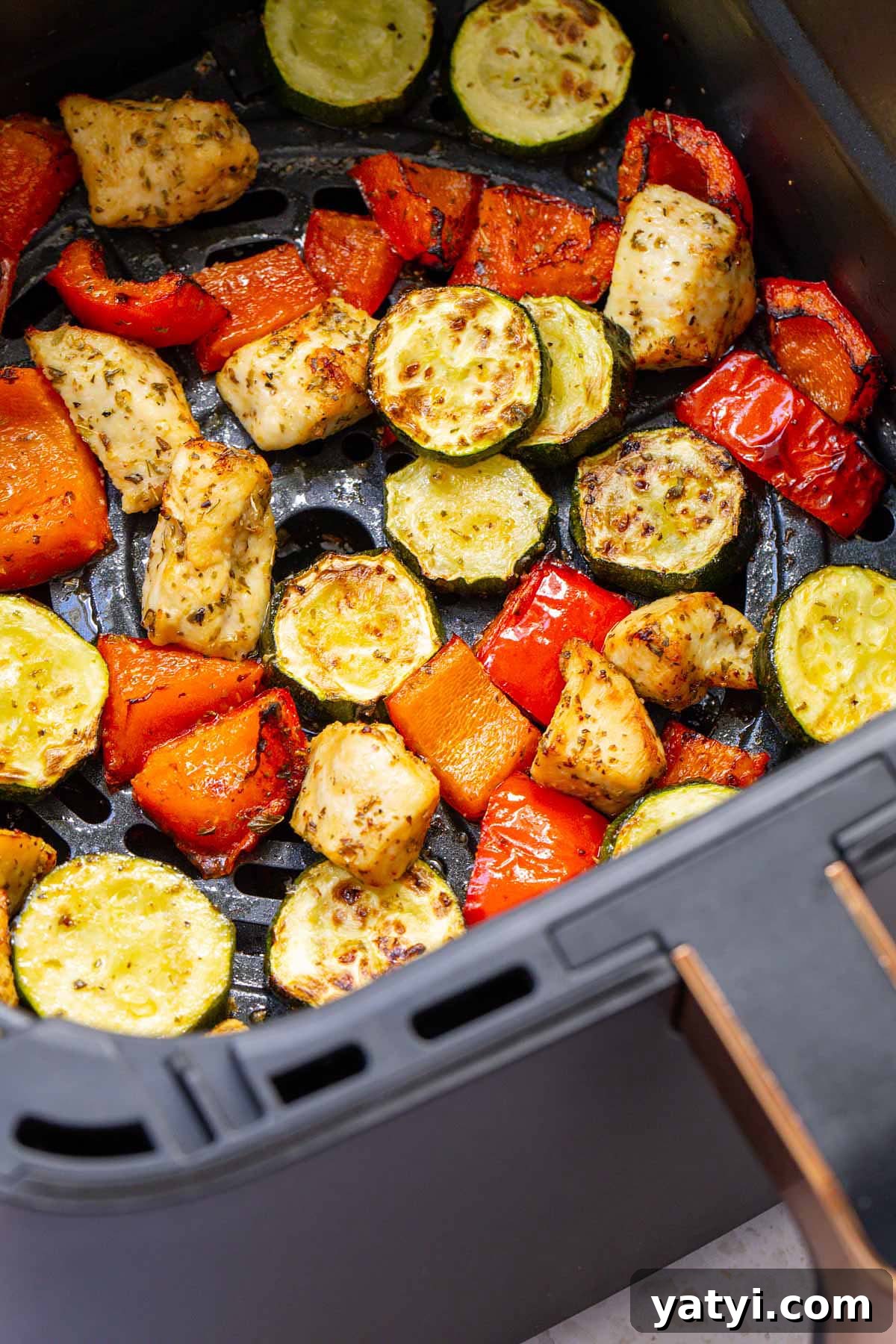 Crispy Air Fryer Chicken with Roasted Vegetables Recipe 2 Air fryer chicken and vegetables in air fryer