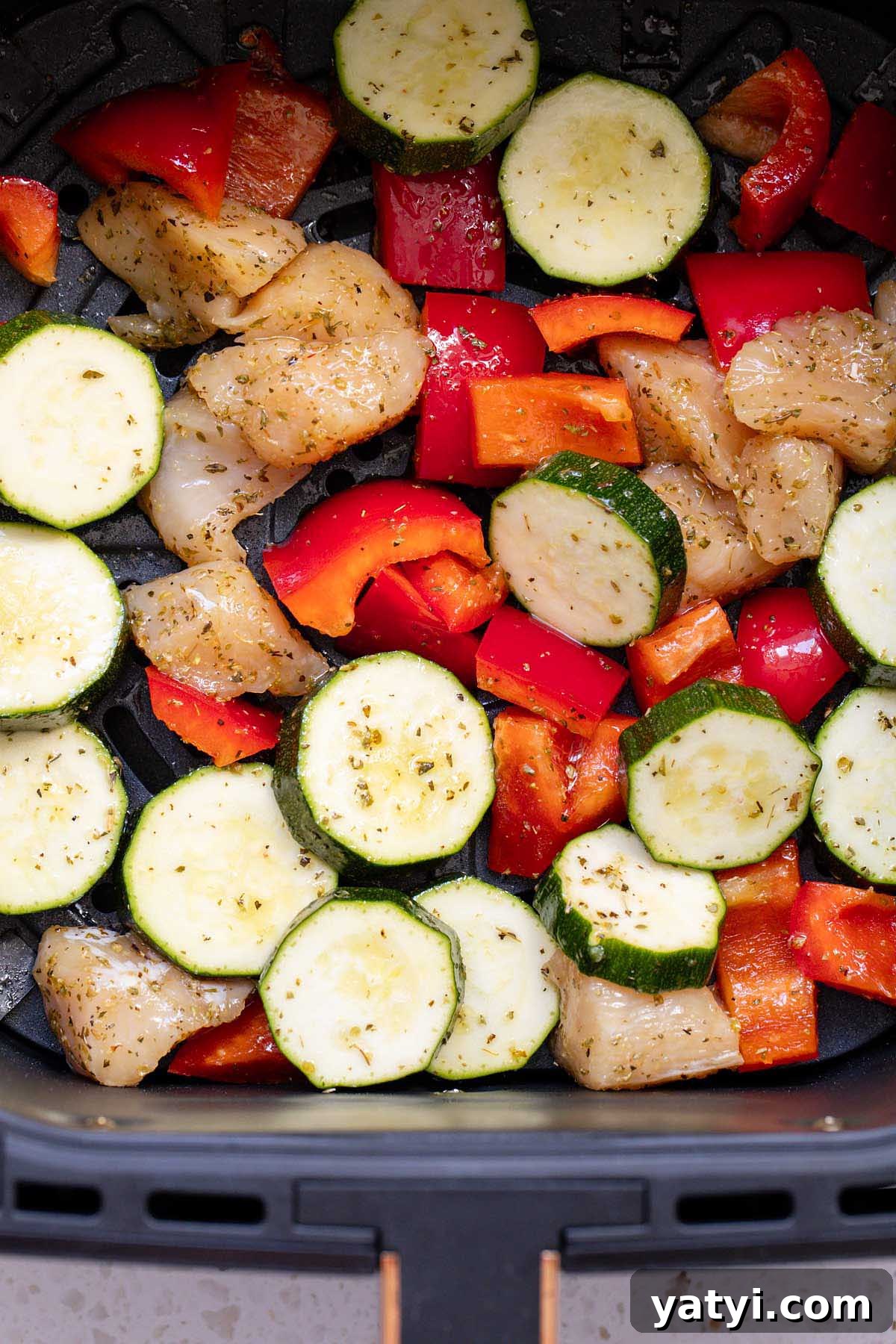 Crispy Air Fryer Chicken with Roasted Vegetables Recipe 4 Chicken and vegetables in air fryer