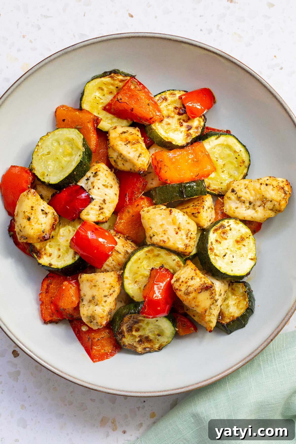 Crispy Air Fryer Chicken with Roasted Vegetables Recipe 5 Air fryer chicken and vegetables on a plate