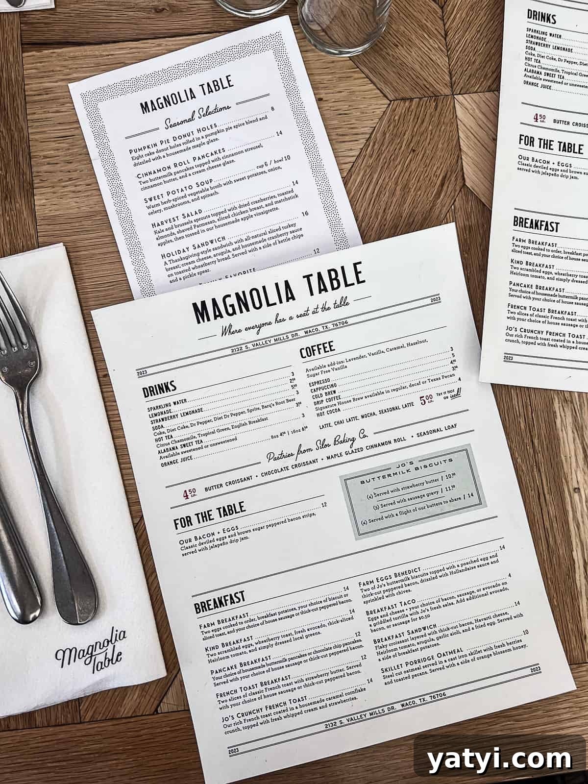 Magnolia Table Menu in Waco TX