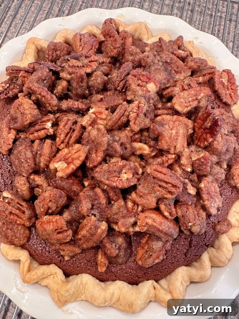 Decadent Chocolate Pecan Chess Pie Recipe for Home Bakers 12 Chocolate Pie cooling on wire rack!