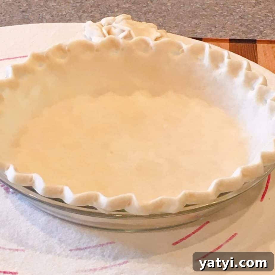 Decadent Chocolate Pecan Chess Pie Recipe for Home Bakers 5 Fluted Standard single pie crust in a pie plate.