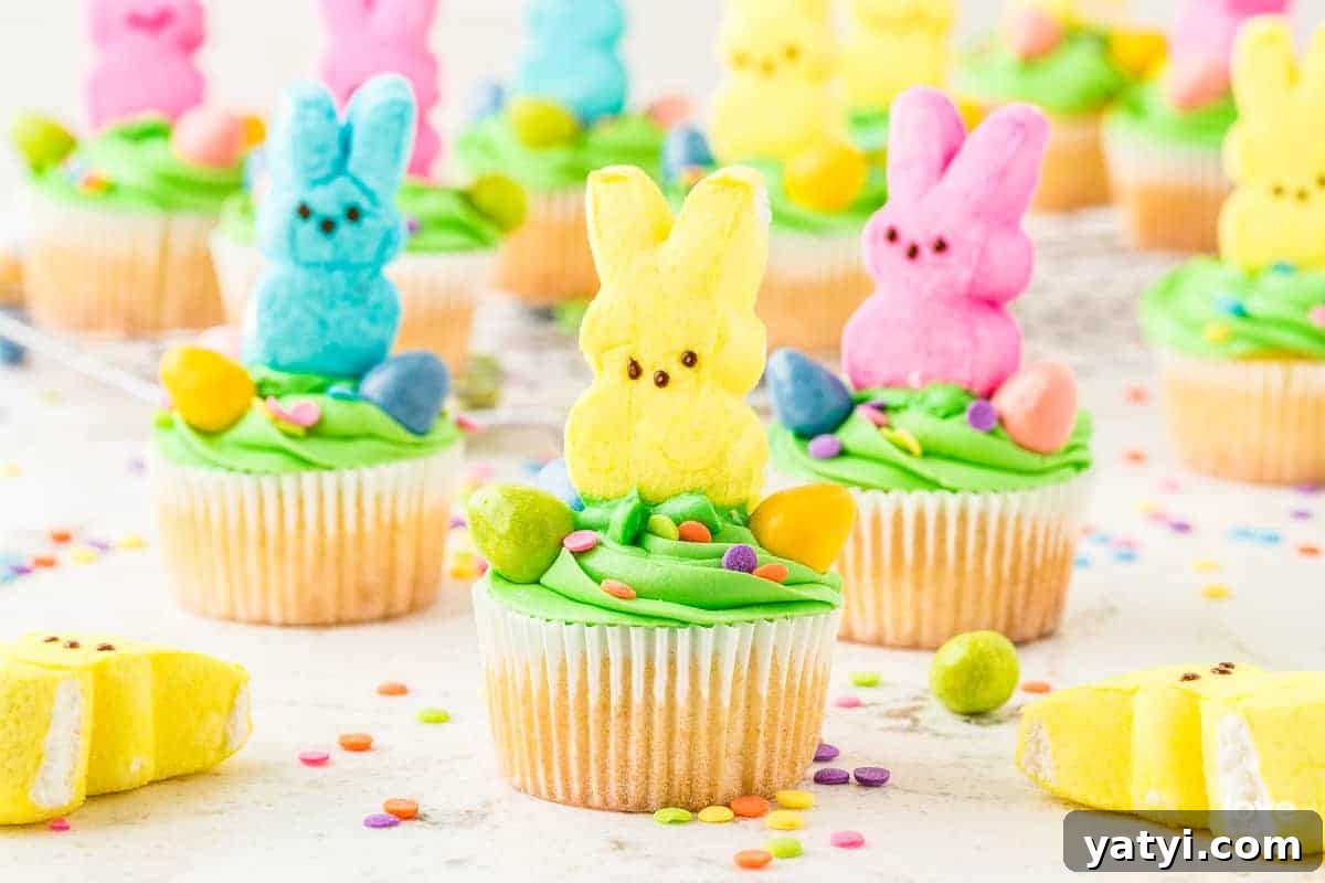 Festive Easter Party Food Ideas and Fun Games 13 PEEPS cupcakes