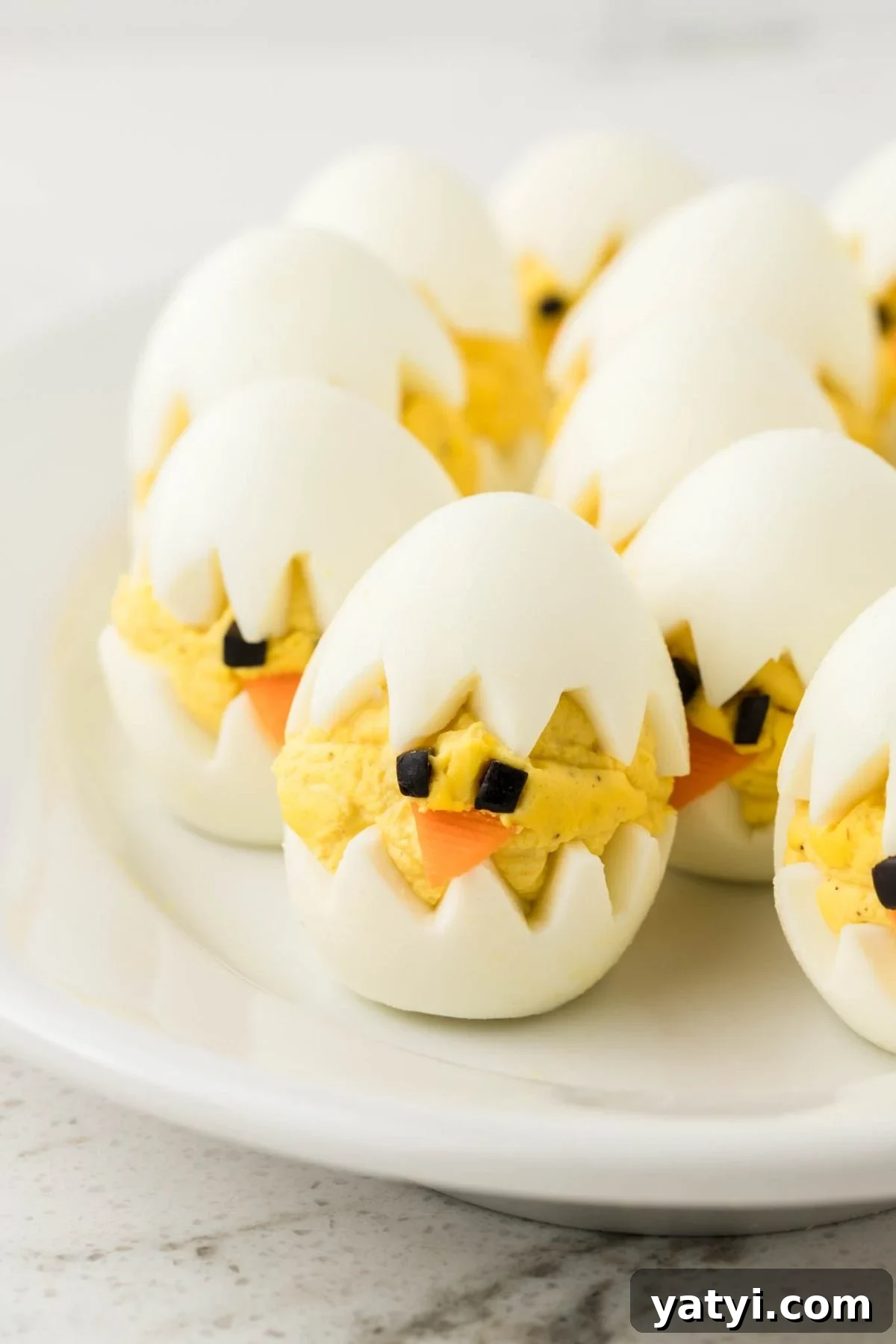Festive Easter Party Food Ideas and Fun Games 5 Deviled eggs that look like chicks