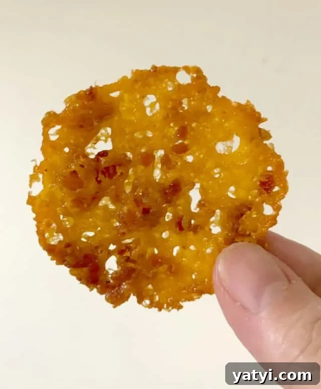 Keto Bacon & Cheddar Crisps — Low-Carb Snack Recipe 10 view of keto bacon cheddar crisp
