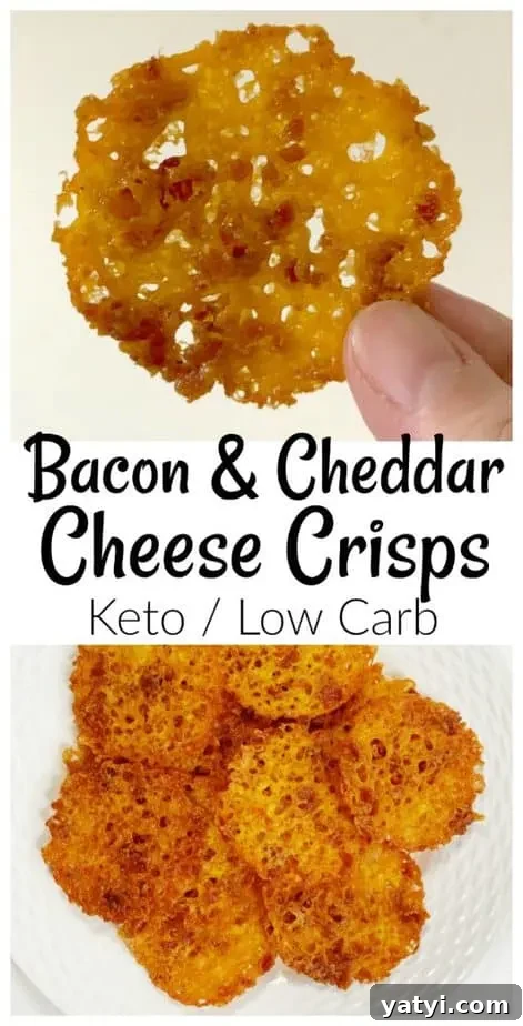 Keto Bacon & Cheddar Crisps — Low-Carb Snack Recipe 12 bacon cheddar crisps keto pin
