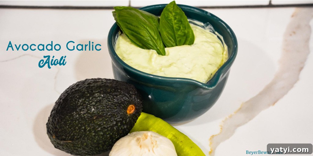 Creamy Avocado Garlic Aioli Recipe for Sandwiches & Dips 8 Avocado garlic aioli is a simple aioli made in the food processor with avocado, basil, mayonnaise, garlic, shallots, and lemon juice.