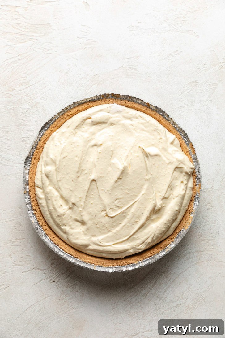 Creamy pie with graham cracker crust.