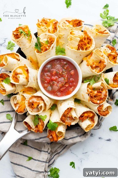 A Blooming Burrito Ring is the perfect appetizer for any occasion! A round display of chicken and bean burritos served with a bowl of dip.