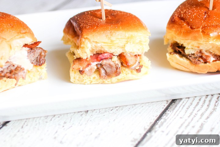 Grilled Bacon and Onion Ribeye Steak Sliders with Beer Cheese