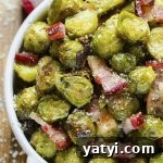 Bowl of roasted brussels sprouts