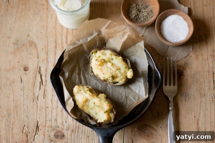Twice-Baked Cheddar and Chive Potatoes: Crispy, Creamy Side Dish 5 Twice Baked Potatoes with Cheese and Chives