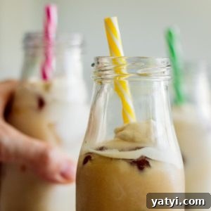 Brown Sugar Milk Tea Recipe Without Tapioca Pearls 6 close up on brown sugar milk tea