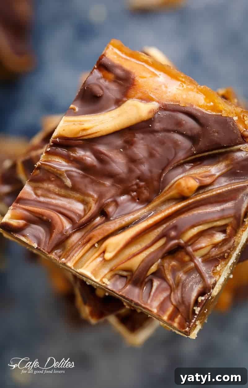 Saltine Cracker Toffee (Christmas Crack): Sweet & Salty Holiday Treat 10 Zoom in image of Peanut Butter Swirl Saltine Toffee (Christmas Crack)
