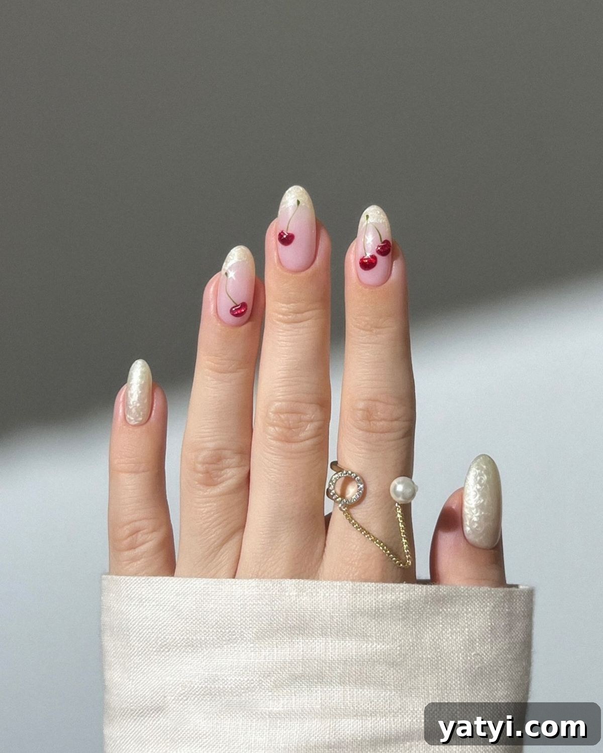 41 Chic Nude Nail Ideas You Can Create at Home 17 15. Cherry Nudes
