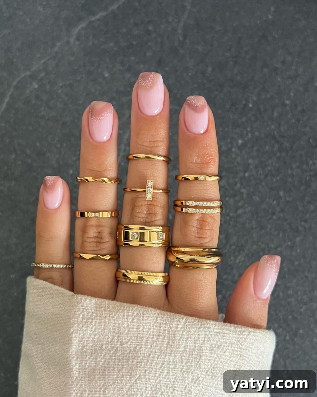 41 Chic Nude Nail Ideas You Can Create at Home 19 17. Caramel and Rose Gold Nudes