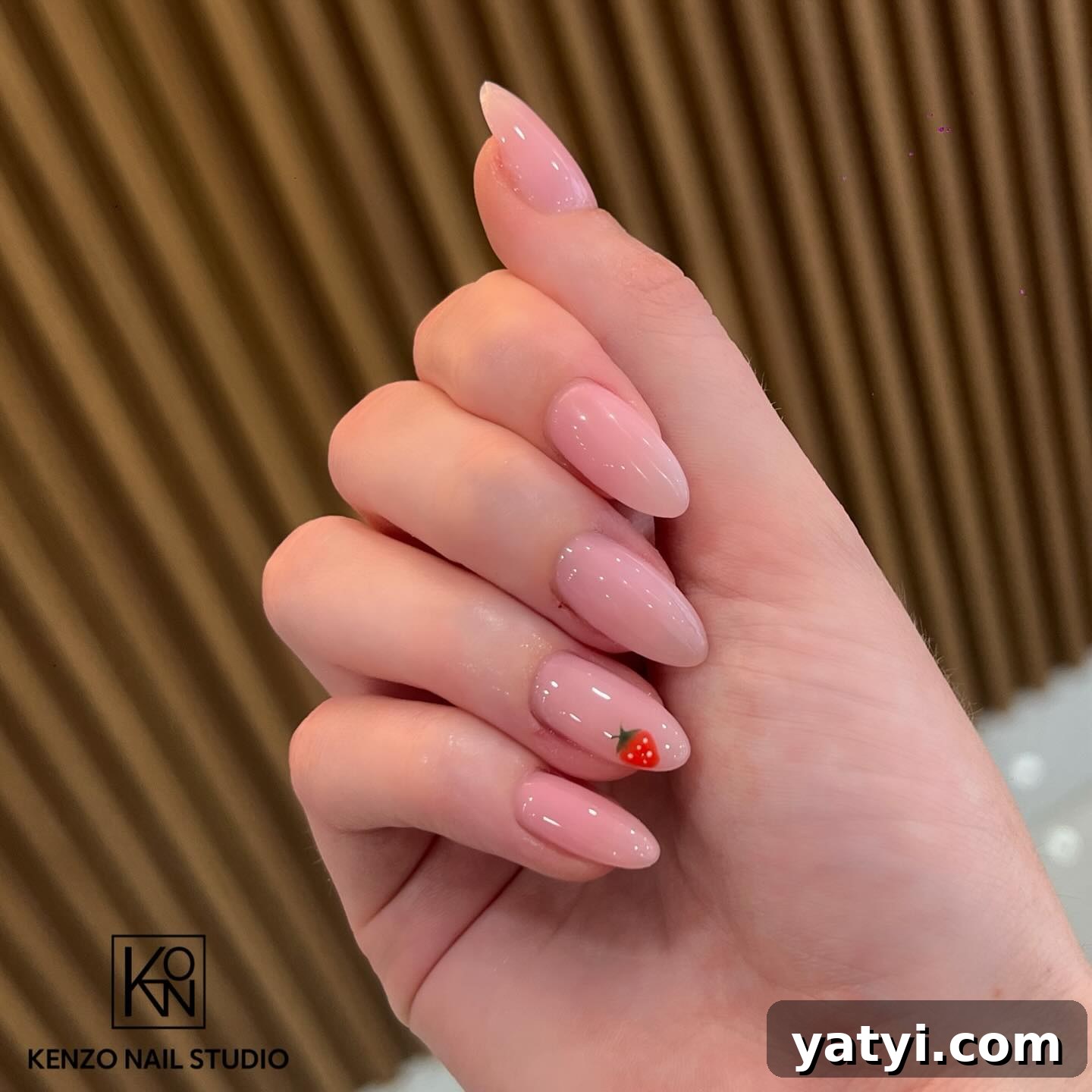 41 Chic Nude Nail Ideas You Can Create at Home 39 37. Strawberry Nails
