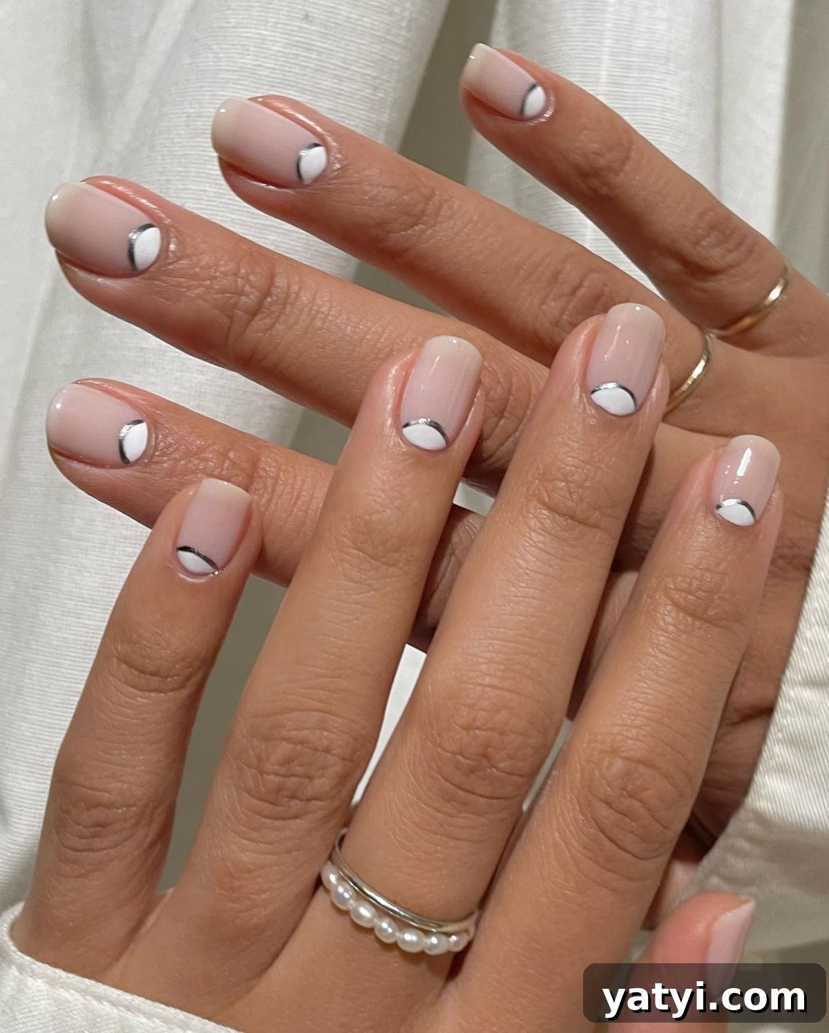 41 Chic Nude Nail Ideas You Can Create at Home 40 38. Neutral Half Moons