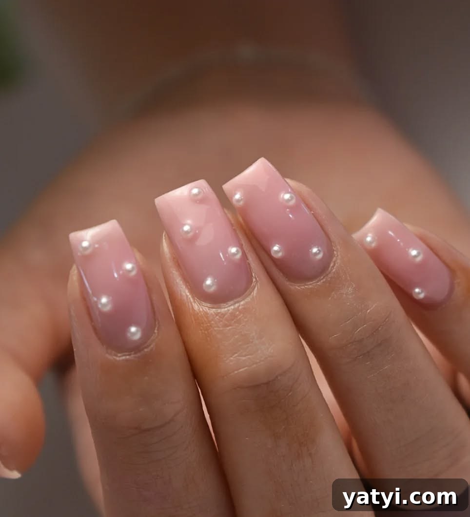 41 Chic Nude Nail Ideas You Can Create at Home 43 41. Pink and Pearls