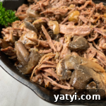 Beef slow cooks with mushrooms for a healthy meal the entire family will enjoy. Make this paleo, whole30, low-carb roast in your slow cooker or Instant Pot!