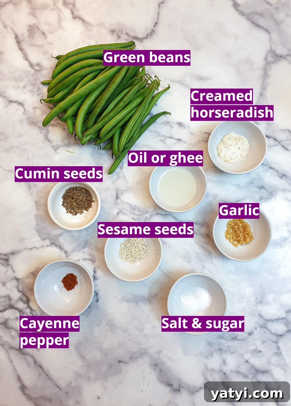Ingredients for Indian-style green beans.